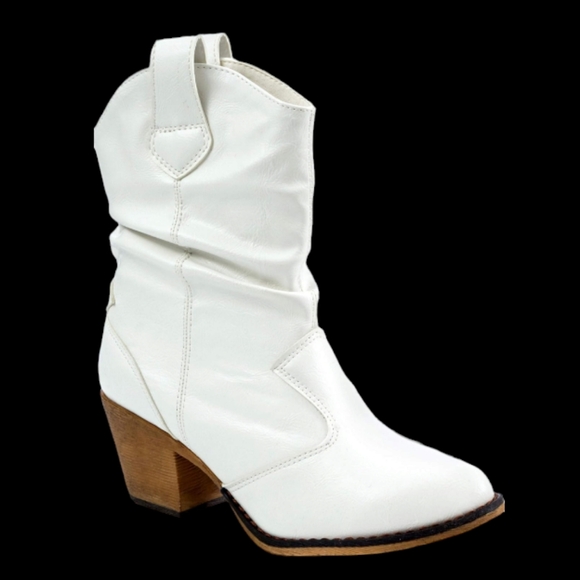 Charles Albert Shoes - White Mid-Calf Slouchy White Cowboy Boots